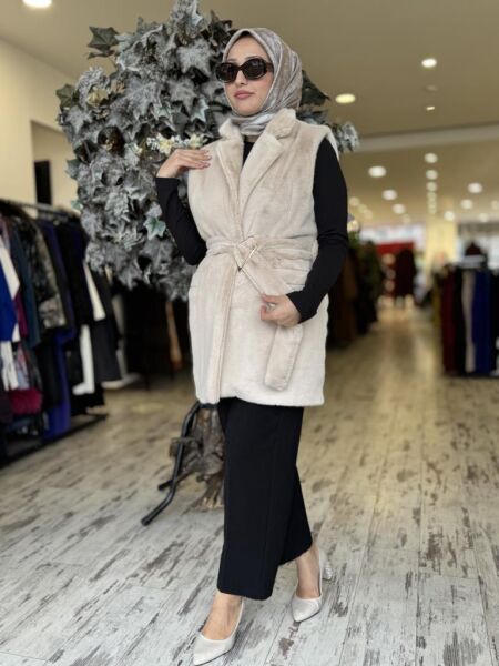 Vuu Vison Kürk Yelek 24FW3V141 VİZON - 40