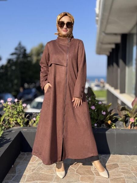 Almarwah Arkası A Pile ve Düğme Detaylı Fermuarlı Nubuk Kap 404997