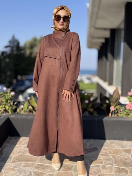 Almarwah Arkası A Pile ve Düğme Detaylı Fermuarlı Nubuk Kap 404997