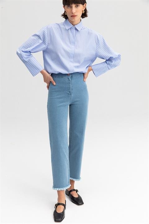 TOUCHE PAÇASI PÜSKÜLLÜ DENIM PANTOLON 23S1X046 Buz Mavisi - 40