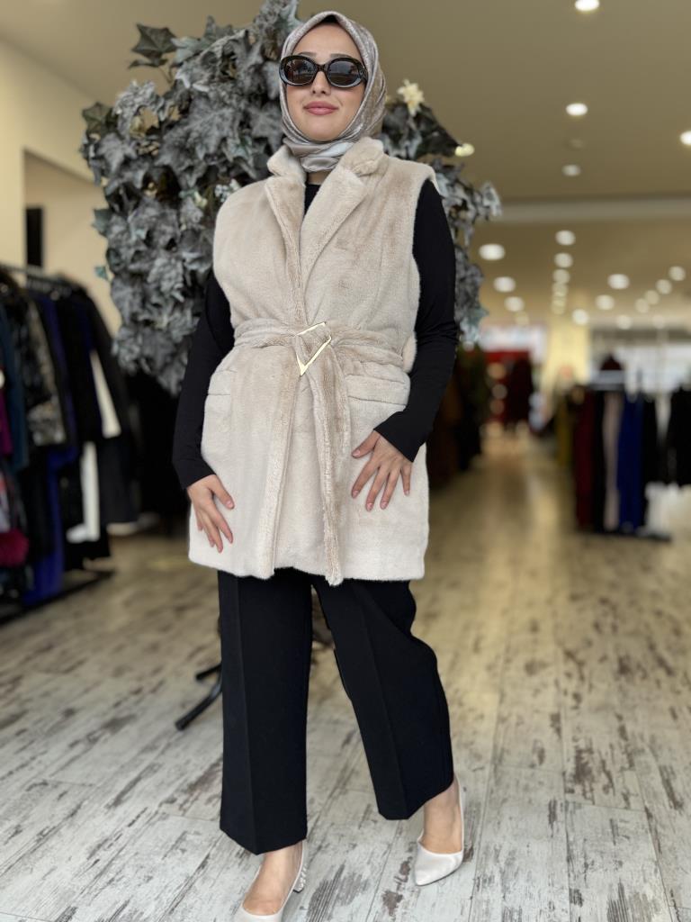 Vuu Vison Kürk Yelek 24FW3V141 VİZON - 42