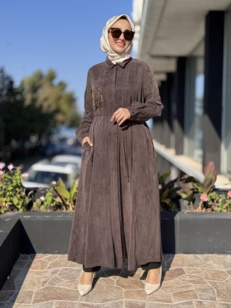 Almarwah Cep Detaylı Önden Düğmeli Patlı  Elbise 303885