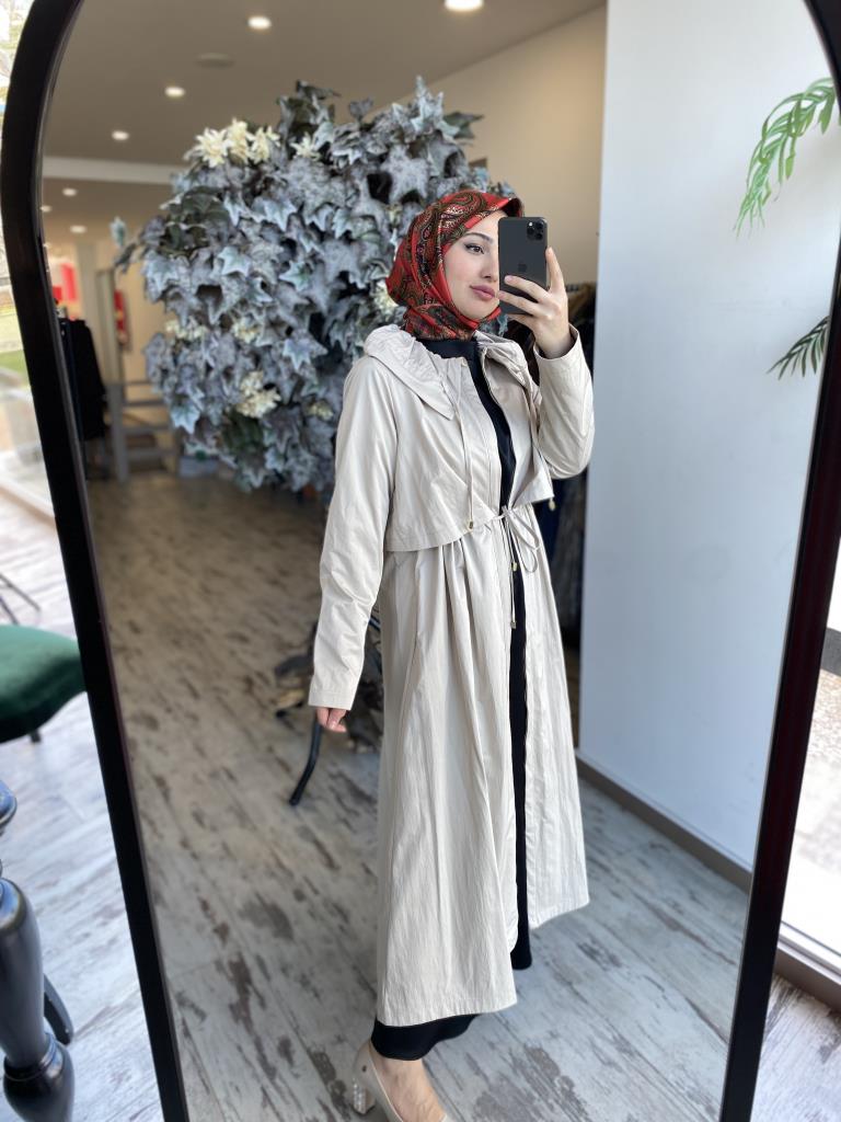 Almarwah Bebe Yaka Belden Büzgülü Paraşüt Kap 404853 BEJ - 40