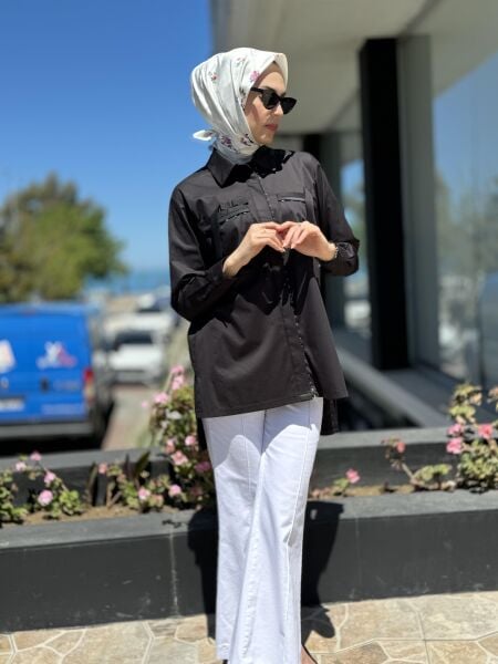 Misswhence Cep Detaylı Poplin Gömlek 35314