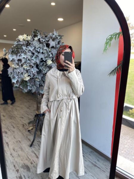 Almarwah Bebe Yaka Belden Büzgülü Paraşüt Kap 404853 BEJ - 42