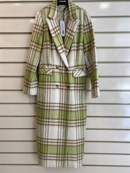 Almarwah Ekru/Yeşil Ekose Mont/Pardesü (BLK505235)