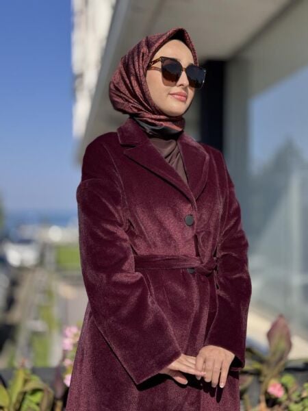 Almarwah Kruvaze Yaka Çıtçıtlı Kuşaklı Kaban 505322