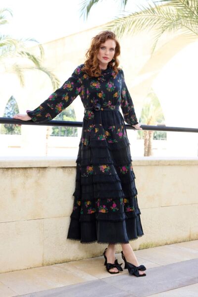 Misswhence Renkli Desenli Cupra İpek Elbise 37818D 38