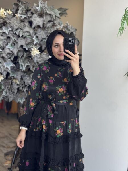 Misswhence Renkli Desenli Cupra İpek Elbise 37818D 40