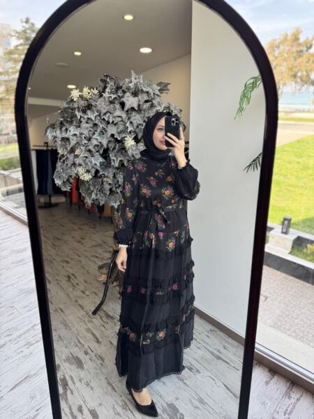 Misswhence Renkli Desenli Cupra İpek Elbise 37818D 42