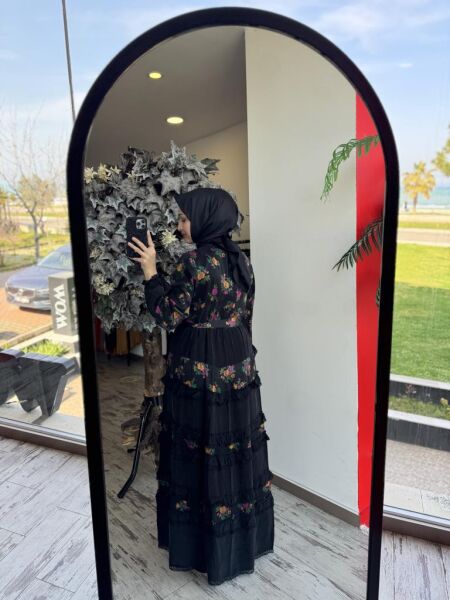 Misswhence Renkli Desenli Cupra İpek Elbise 37818D 44