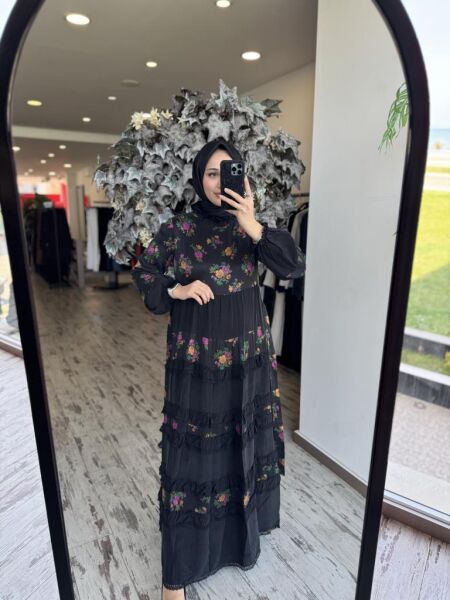 Misswhence Renkli Desenli Cupra İpek Elbise 37818D 44