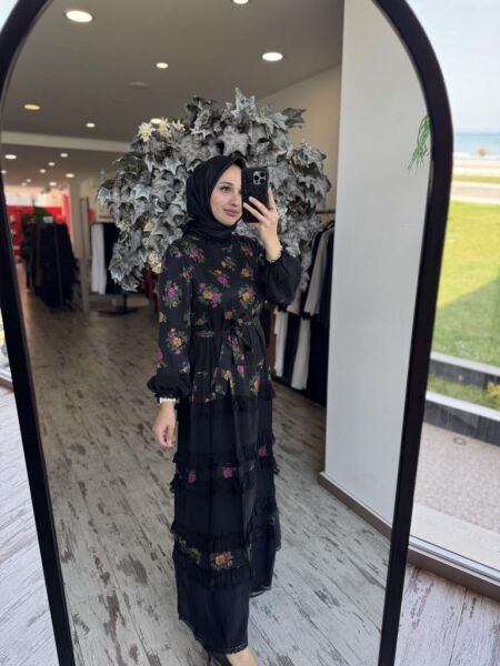 Misswhence Renkli Desenli Cupra İpek Elbise 37818D 46