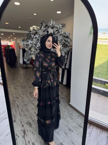 Misswhence Renkli Desenli Cupra İpek Elbise 37818D 46