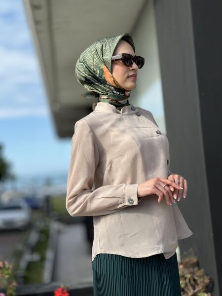 Misswhence Yandan Düğmeli Cupra İpek Ceket / Gömlek 35208