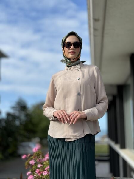 Misswhence Yandan Düğmeli Cupra İpek Ceket / Gömlek 35208