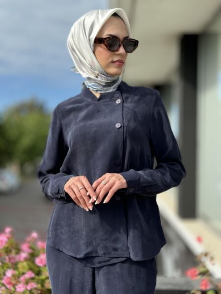 Misswhence Yandan Düğmeli Cupra İpek Ceket / Gömlek 35208