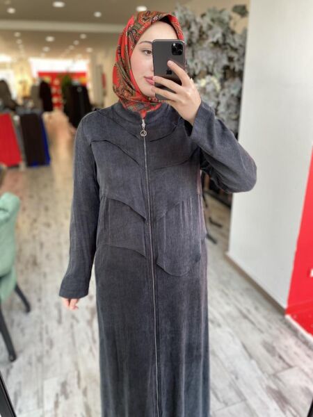 Almarwah Önü Detaylı Fermuarlı Cupra Kap 404940 SİYAH - 2