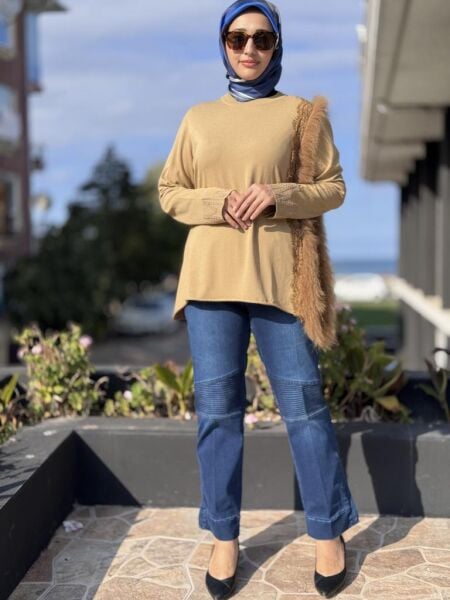 Misswhence Paçası Fermuar ve Dikiş Detaylı Kot Pantolon 38117