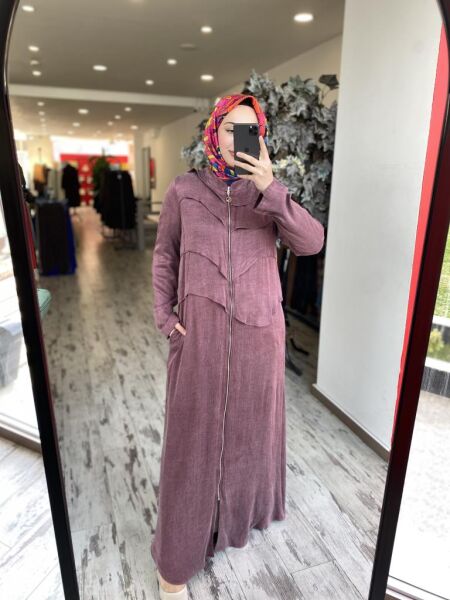 Almarwah Önü Detaylı Fermuarlı Cupra Kap 404940 BORDO - 1