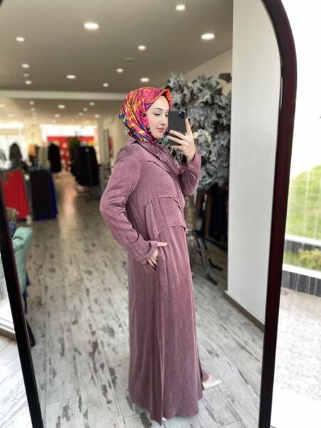 Almarwah Önü Detaylı Fermuarlı Cupra Kap 404940 BORDO - 3