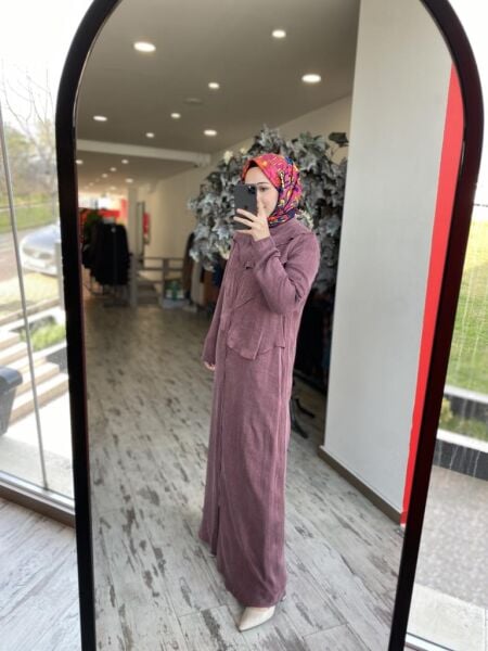 Almarwah Önü Detaylı Fermuarlı Cupra Kap 404940 BORDO - 3