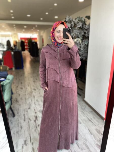 Almarwah Önü Detaylı Fermuarlı Cupra Kap 404940 BORDO - 3