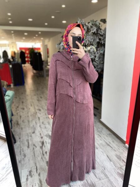 Almarwah Önü Detaylı Fermuarlı Cupra Kap 404940 BORDO - 3