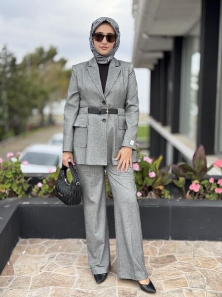 Qupra Cep ve Kemer Detaylı Ceket Pantolon Takım WAC92027