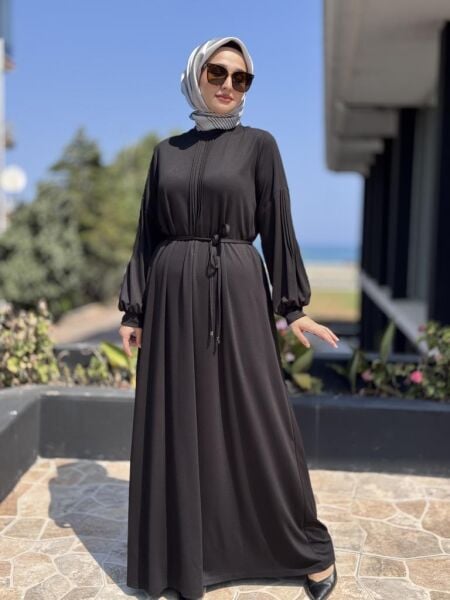Almarwah Önü ve Kolu Drape Detaylı Elbise 303870