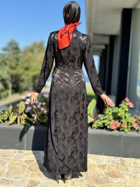 Almarwah Kendinden Desenli Jakarlı Elbise 90462