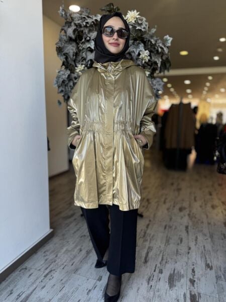 Almarwah Belden Lastikli Kapüşonlu Kap 404906