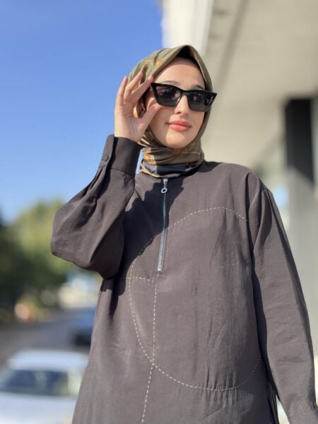 Almarwah Geometrik Dikişli Tunik Pantolon Takım 202882