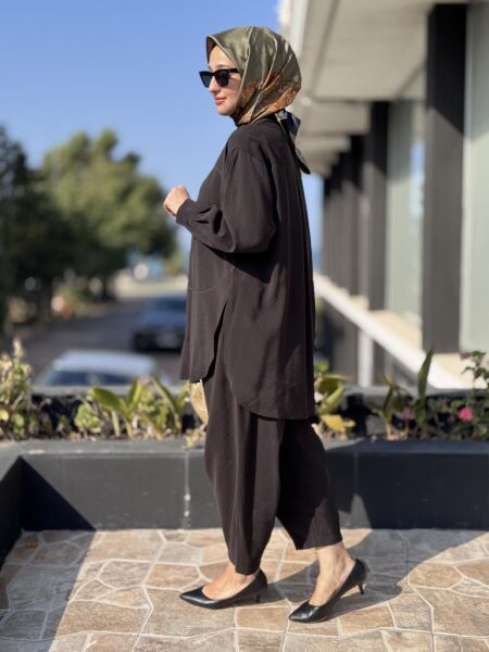 Almarwah Geometrik Dikişli Tunik Pantolon Takım 202882