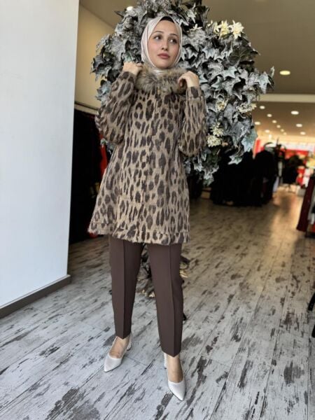 Qupra Kapüşonlu Kürklü Leoparlı Takım QAZ72005