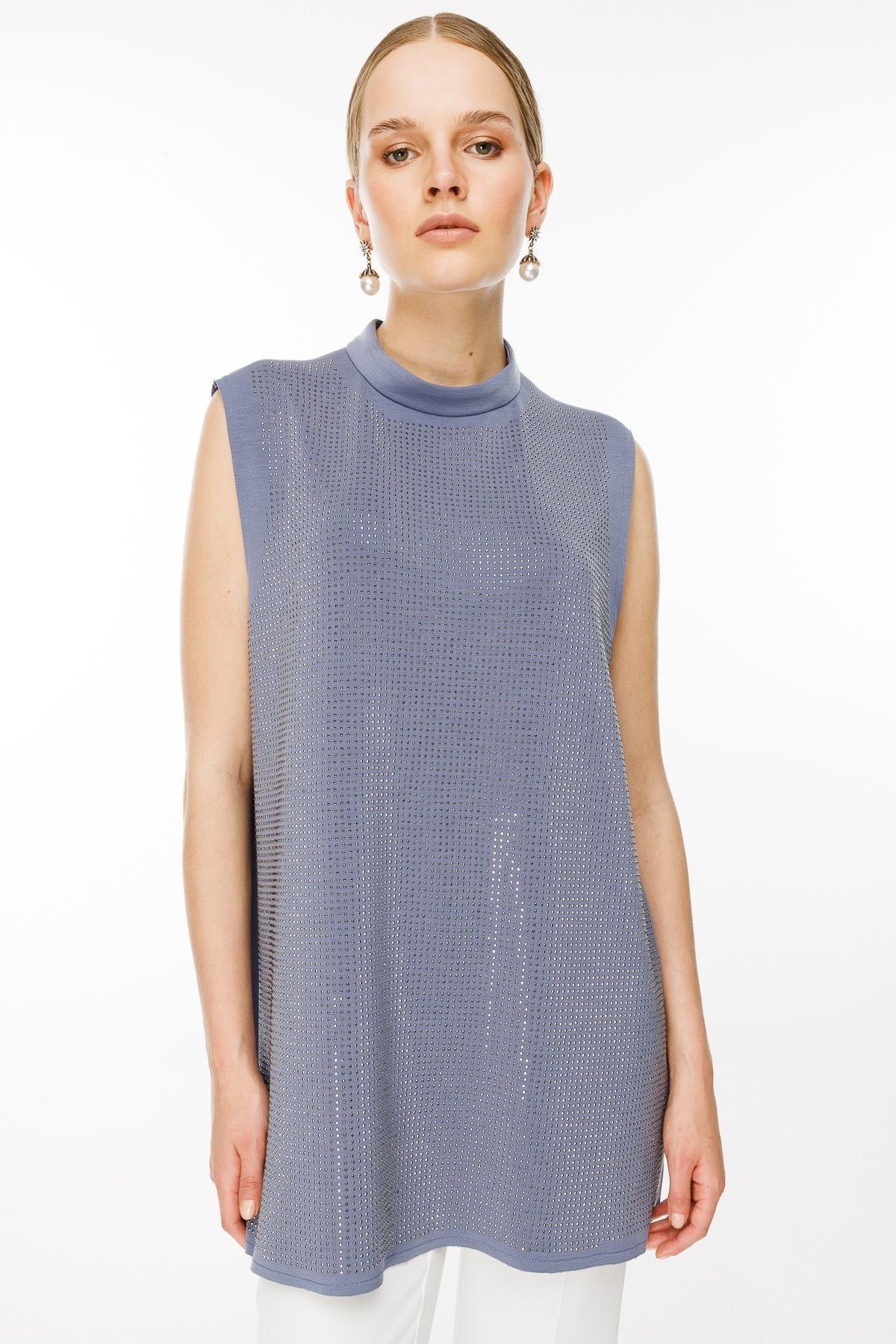 Ghisa Önü Taşlı Sıfır Kol Tunik/İçlik G1858