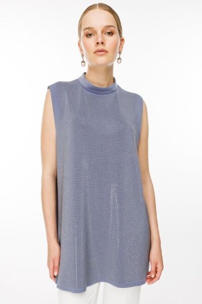 Ghisa Önü Taşlı Sıfır Kol Tunik/İçlik G1858