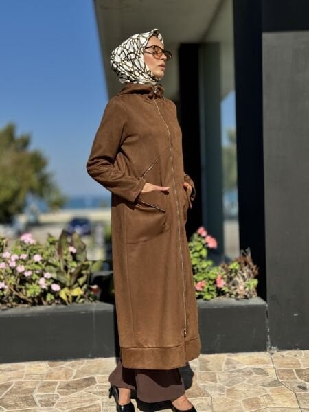 Misswhence Cep Detaylı Süet Pardesü 36510 TABA - 42