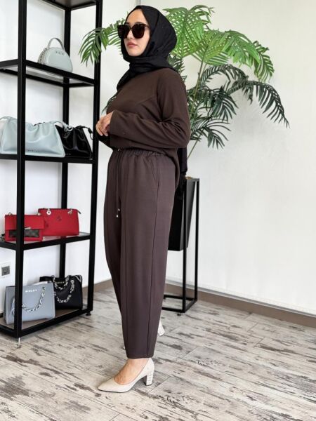 Ghisa Beli Lastikli Cepli Pantolon 8654