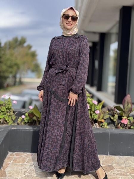 Misswhence Çiçek Desenli Cupra İpek Elbise 38829