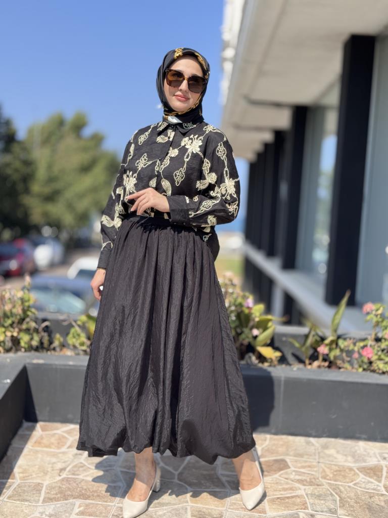 Ghisa Vual Kumaş Nakışlı Gömlek Balon Etek Takım 1864