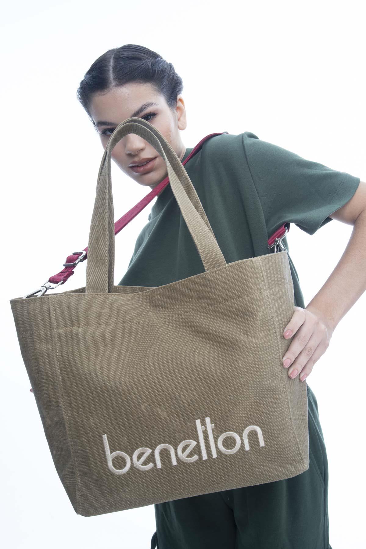 Benetton Kanvas Kol Çantası BNT1163 Hardal