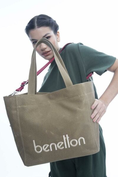 Benetton Kanvas Kol Çantası BNT1163 Hardal