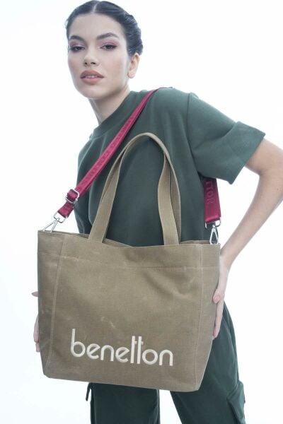 Benetton Kanvas Kol Çantası BNT1163 Hardal