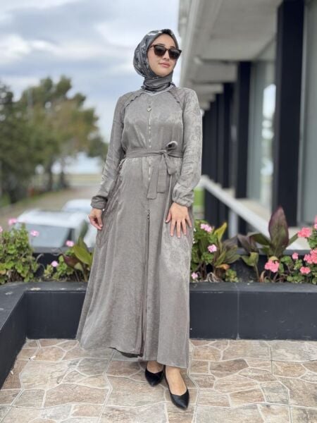 Misswhence Fermuar Detaylı Jakarlı Cupra İpek Elbise 38835