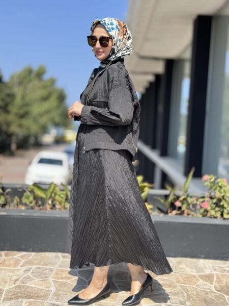 Ghisa Kraşlı Kolsuz Elbise Ceket Takım 3196