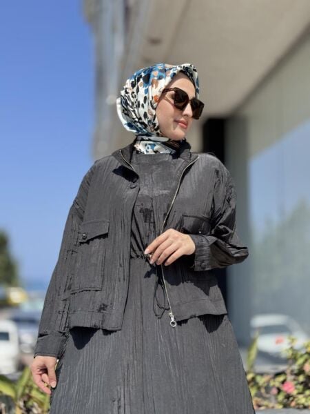 Ghisa Kraşlı Kolsuz Elbise Ceket Takım 3196