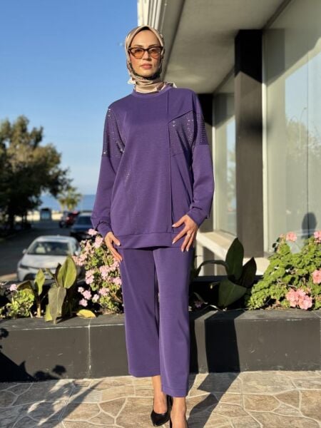 Ghisa Taş Detaylı Modal Tunik Pantolon Takım 4764