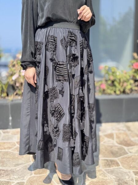 Ghisa Drape Püstül Detaylı Kloş Etek G5311