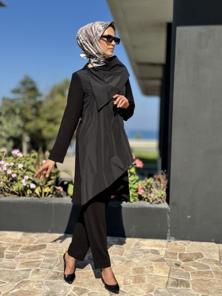 Almarwah Siyah Tunik Pantolon Takım 202668